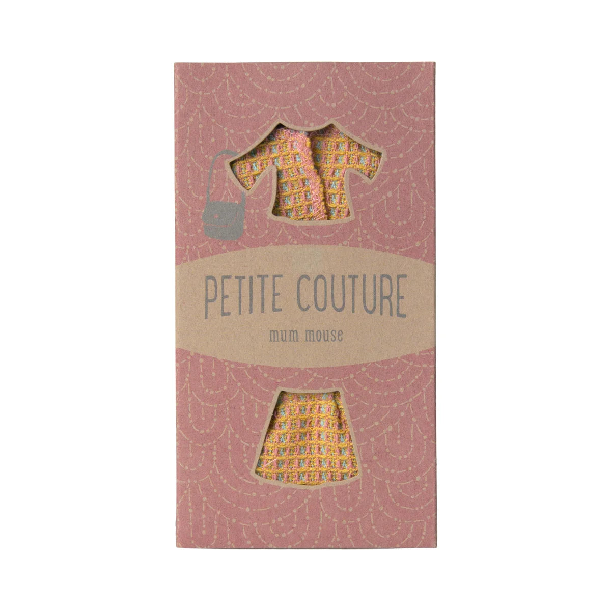 Pinker Karton mit Tweed-Outfit-Ausschnitten für Anzug Mama Maus