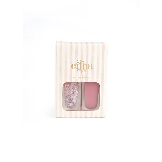 Rosa Glitzer-Nagellack-Set Aquabelles mit weißen Streifen und Logo