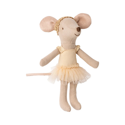 Weiche beige Plüschmaus Balletttänzerin in cremefarbenem Tutu mit Spitze