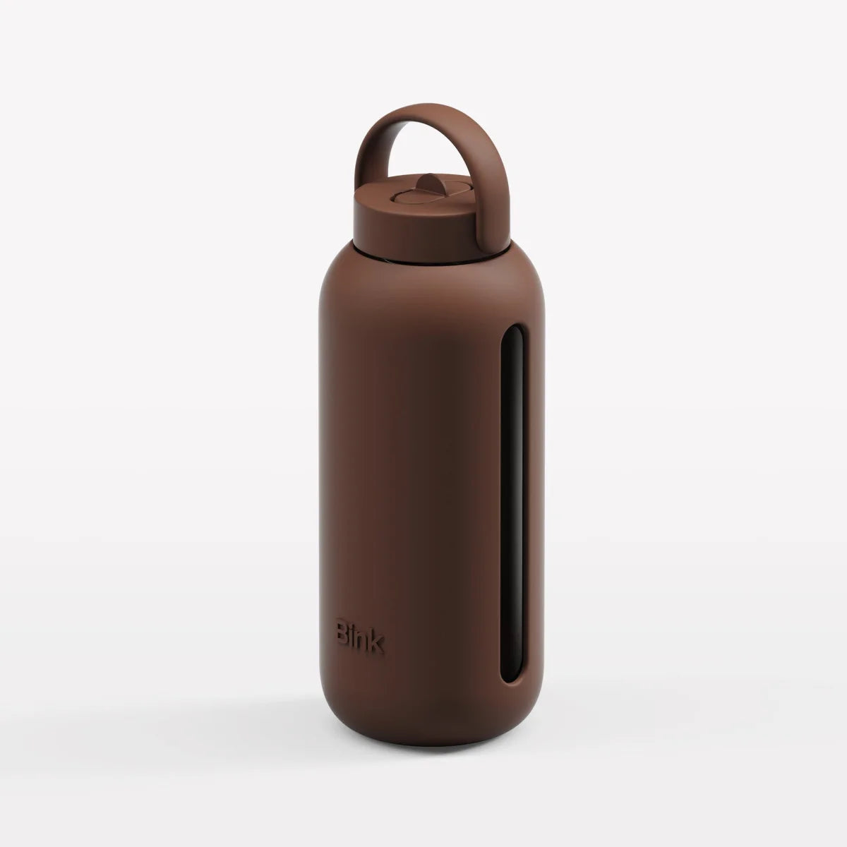 Braune isolierte Wasserflasche mit Griff und vertikalem Sichtfenster, Big Bottle 1000ml