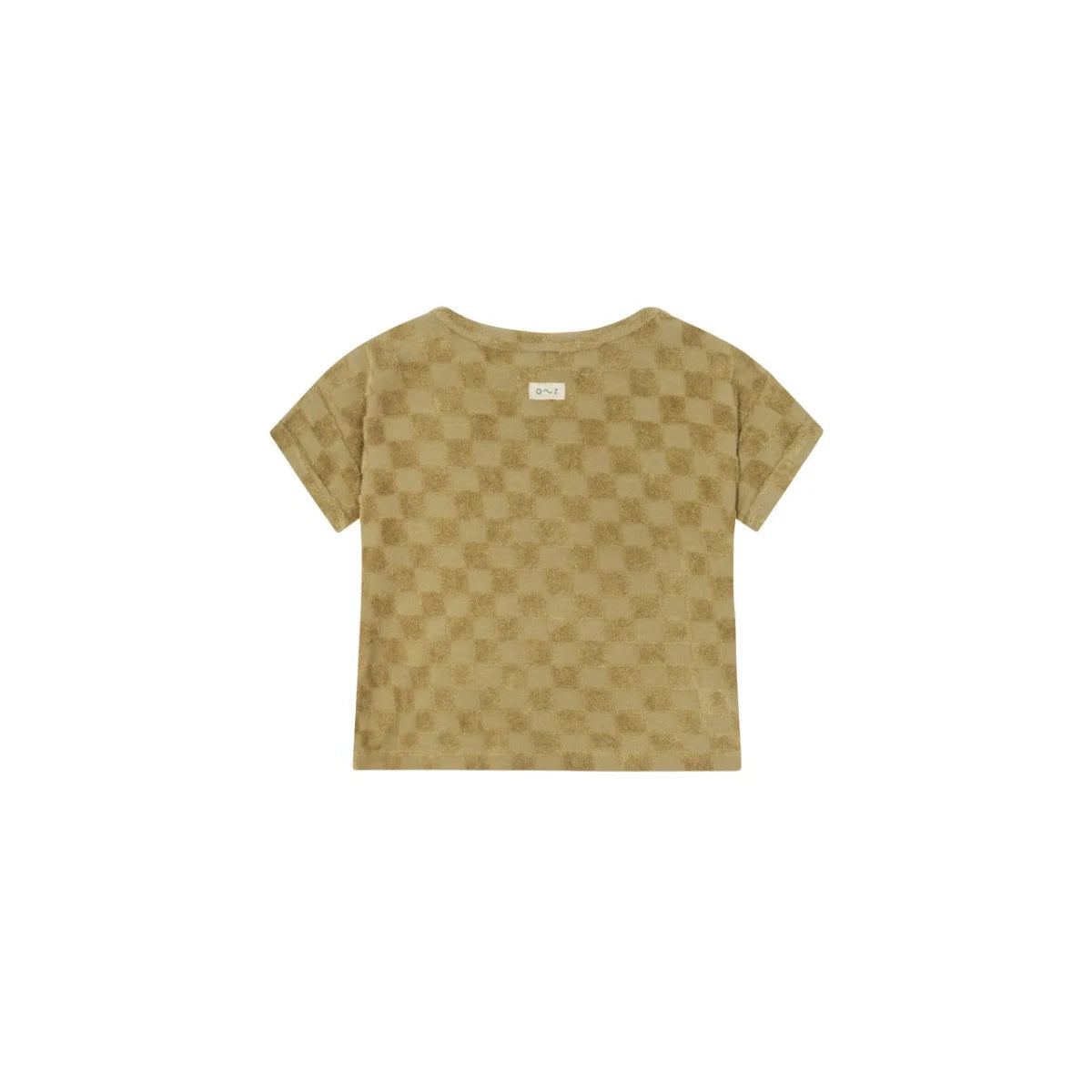 Olivgrünes karierter T-Shirt aus der Kollektion Boxy T-Shirt Dusky Checkerboard Terry