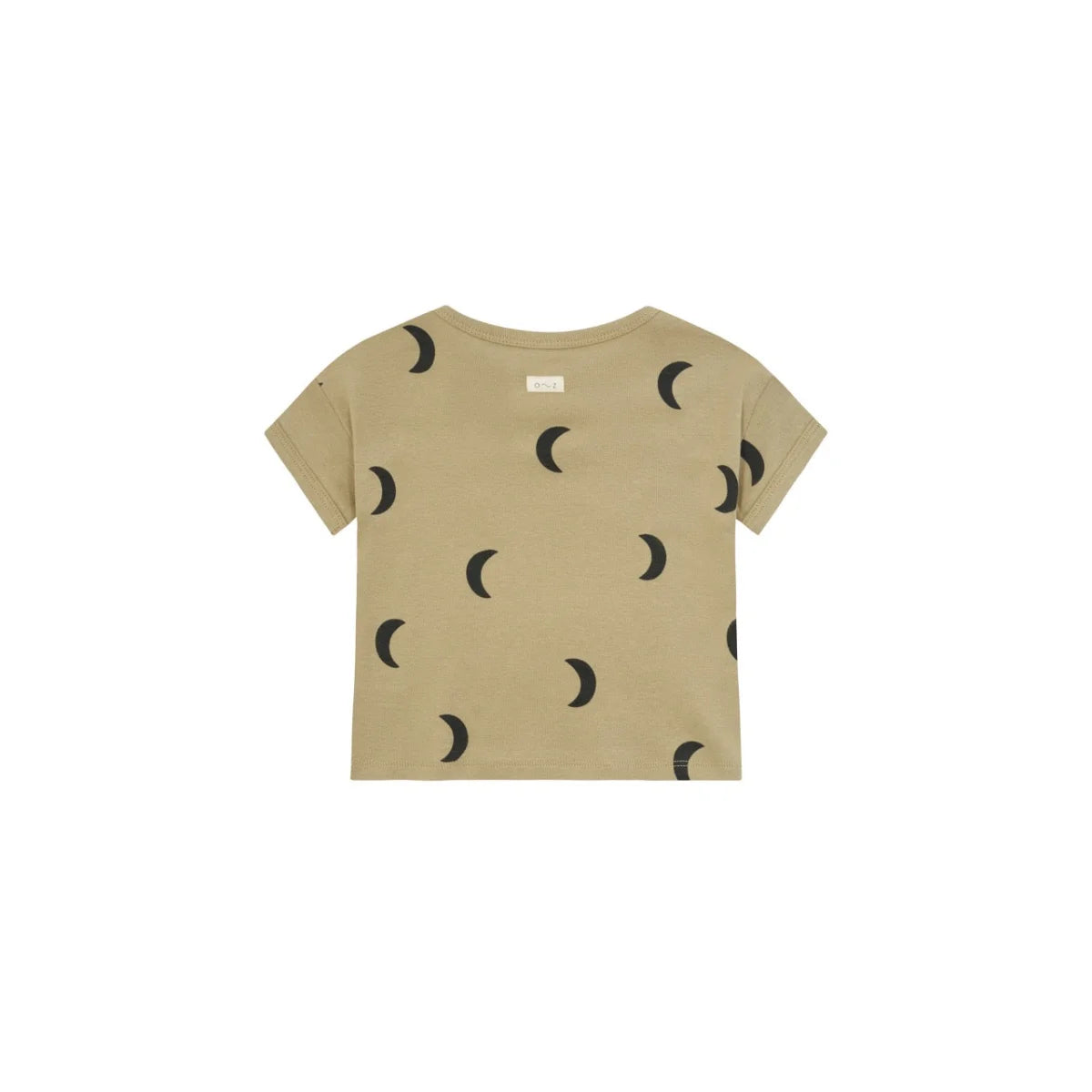 Khakifarbener Boxy T-Shirt mit Muster von Halbmond, Dusky Midnight Kollektion