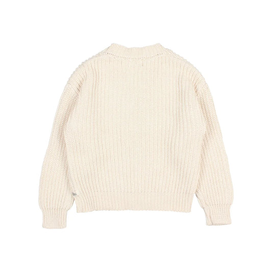 Creme-farbenes Strickoberteil aus Baumwolle im Ecru-Stil, elegant und vielseitig