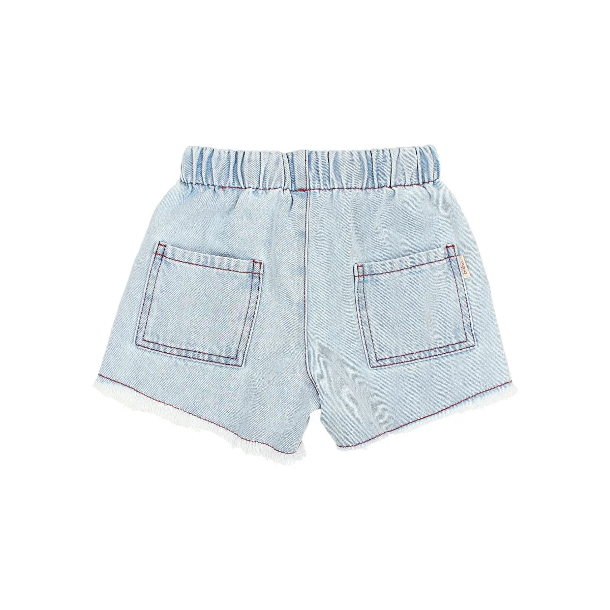 Helle Denim Shorts mit elastischem Bund und ausgefranstem Saum