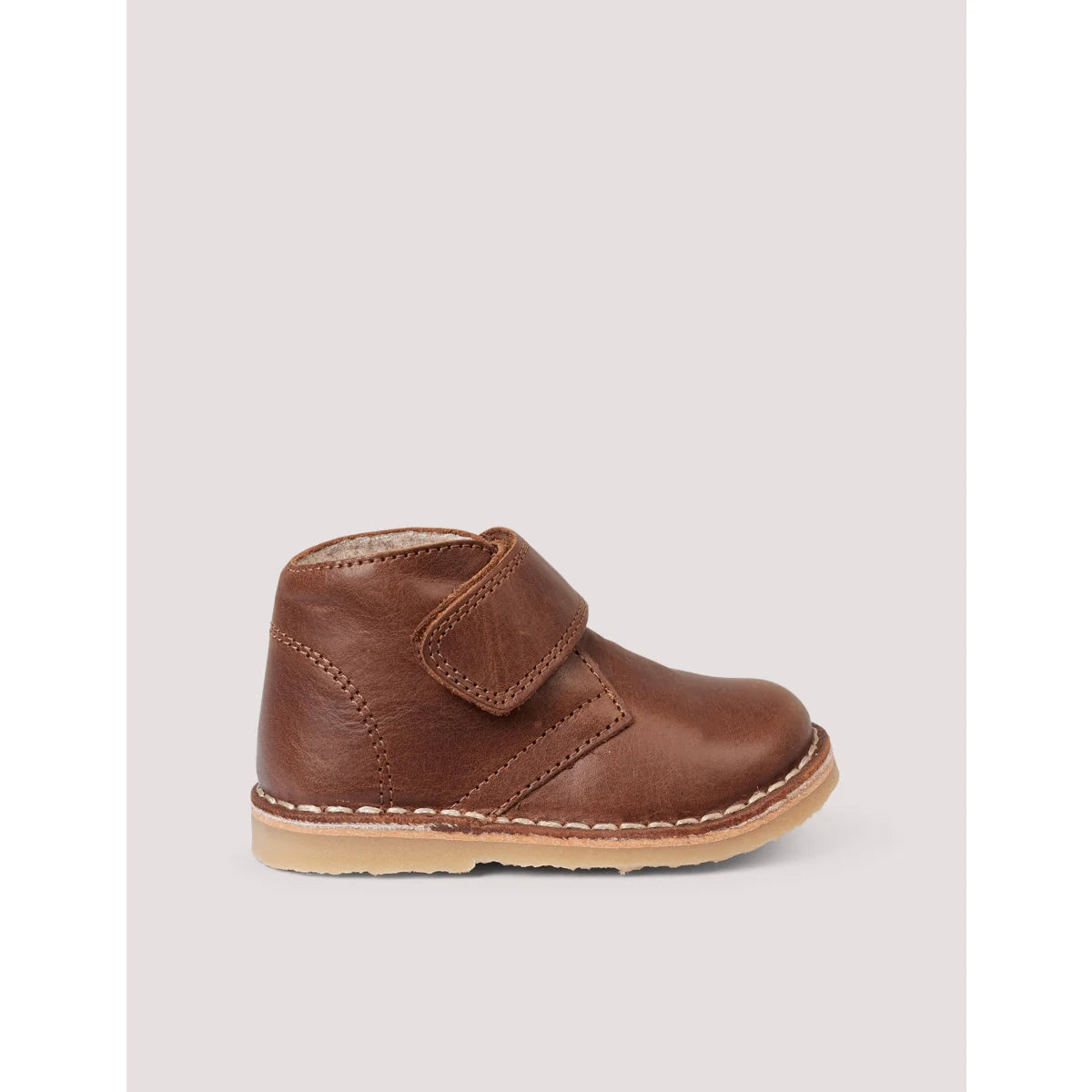 Braune Leder-Todlerstiefel mit Velcro und hellem Sohlen, Desert Winter Boot Velcro Hazelnut