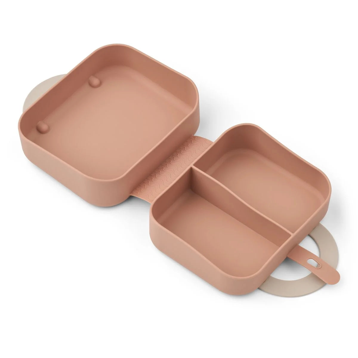 Faltbare lunchbox elara in soft rosegold mit minimalistischem design und zwei fächern aus mattiertem material
