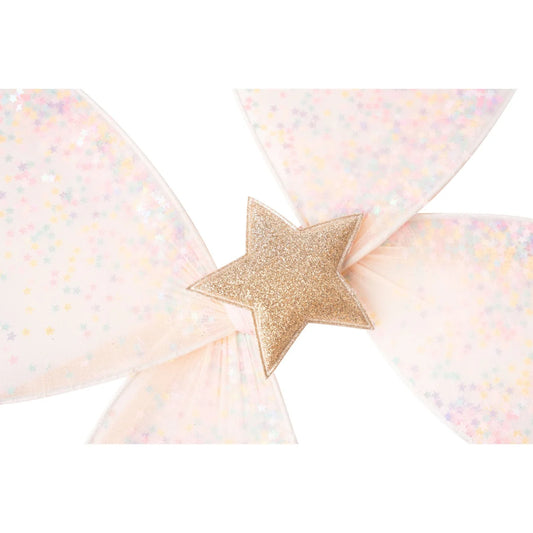 Feenflügel Darcy: Goldener Glitzerstern auf schimmernden pinken Feenflügeln