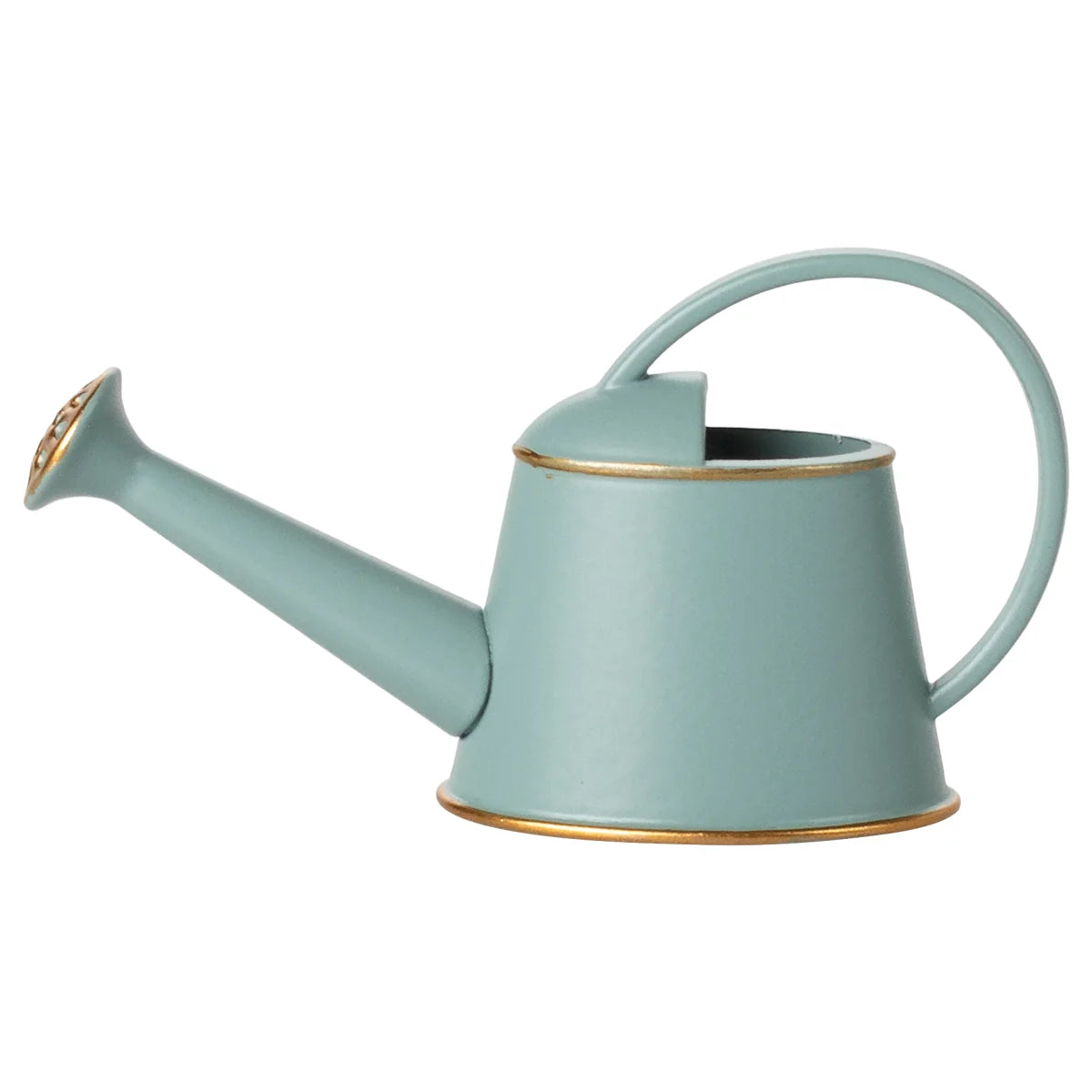 Giesskanne maus light blue in mintgrün mit goldrand aus metall ideal als geschenk für neugeborene und ökologische