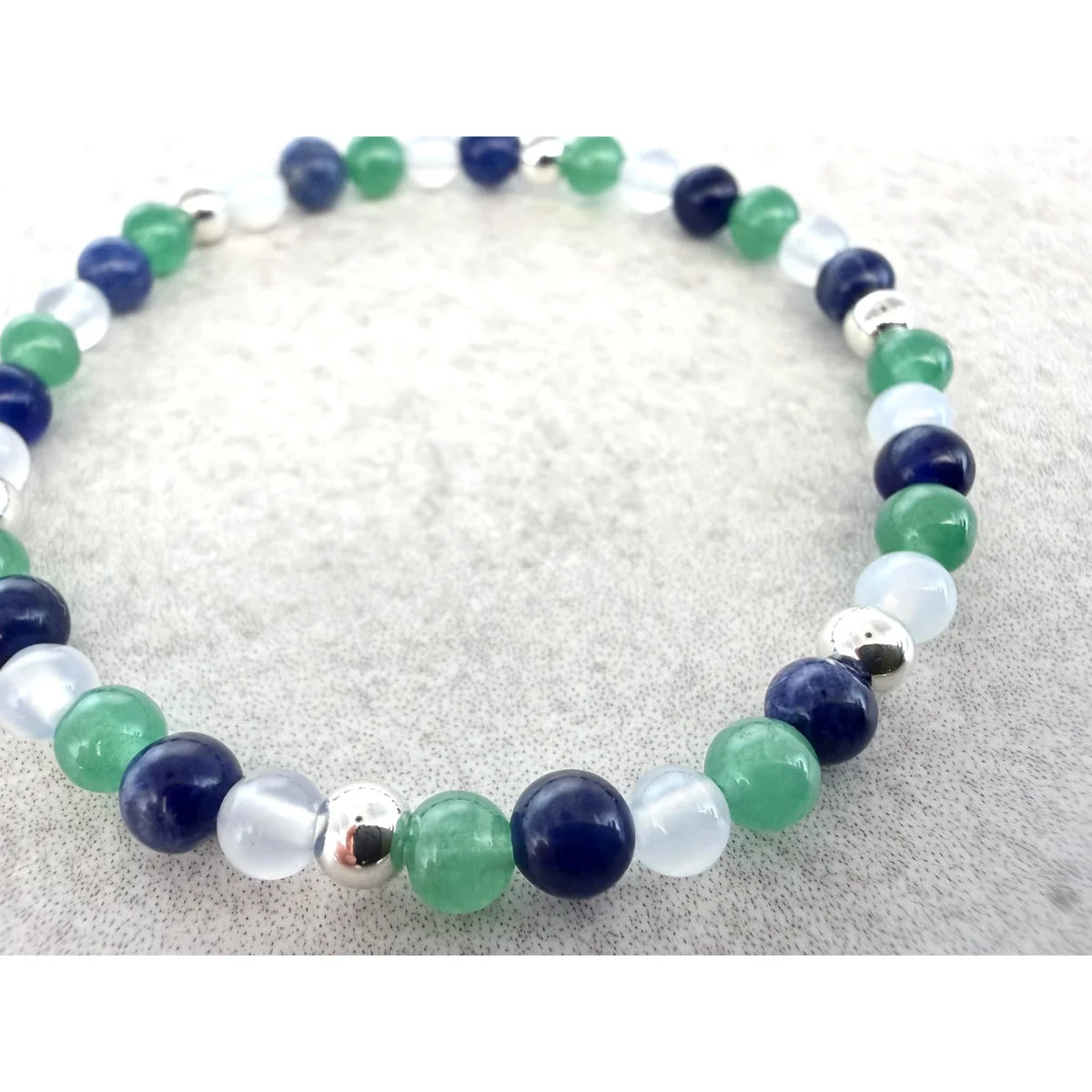 Kinder-Edelsteinarmband zum Kindergarten- und Schulstart | grün, blau