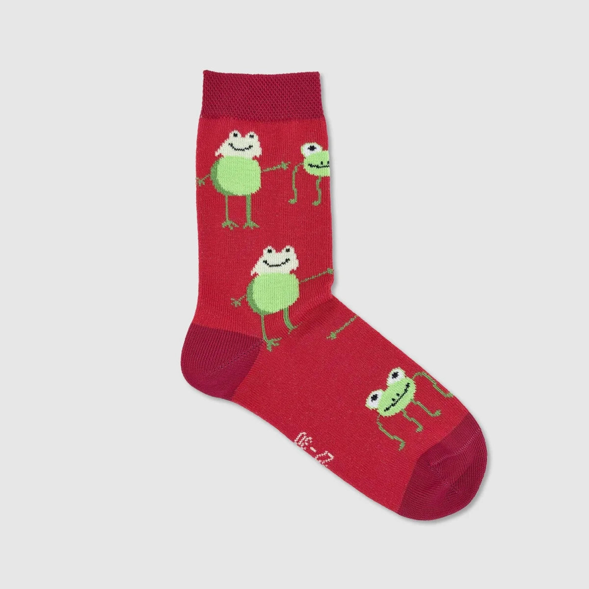 Kindersocken FRÖSCHE von Thomas Jakobson, rechte Socke mit Frosch-Motiv