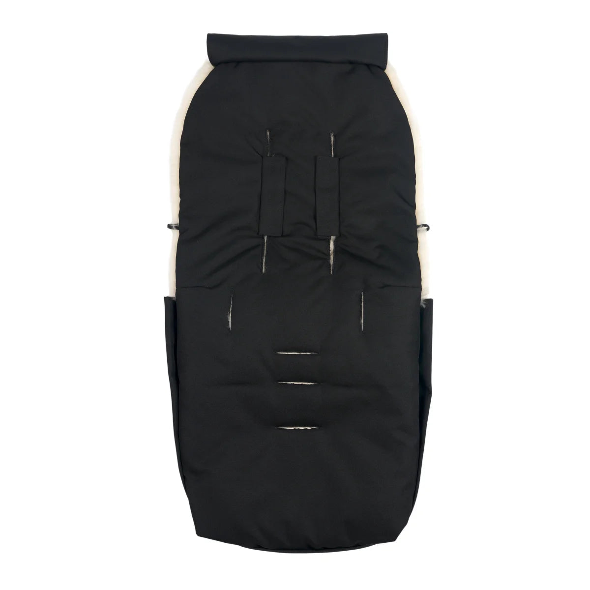 Schwarzer Kinderwagen Fusssack mit Fleece, Harness Slots, Leopard Design