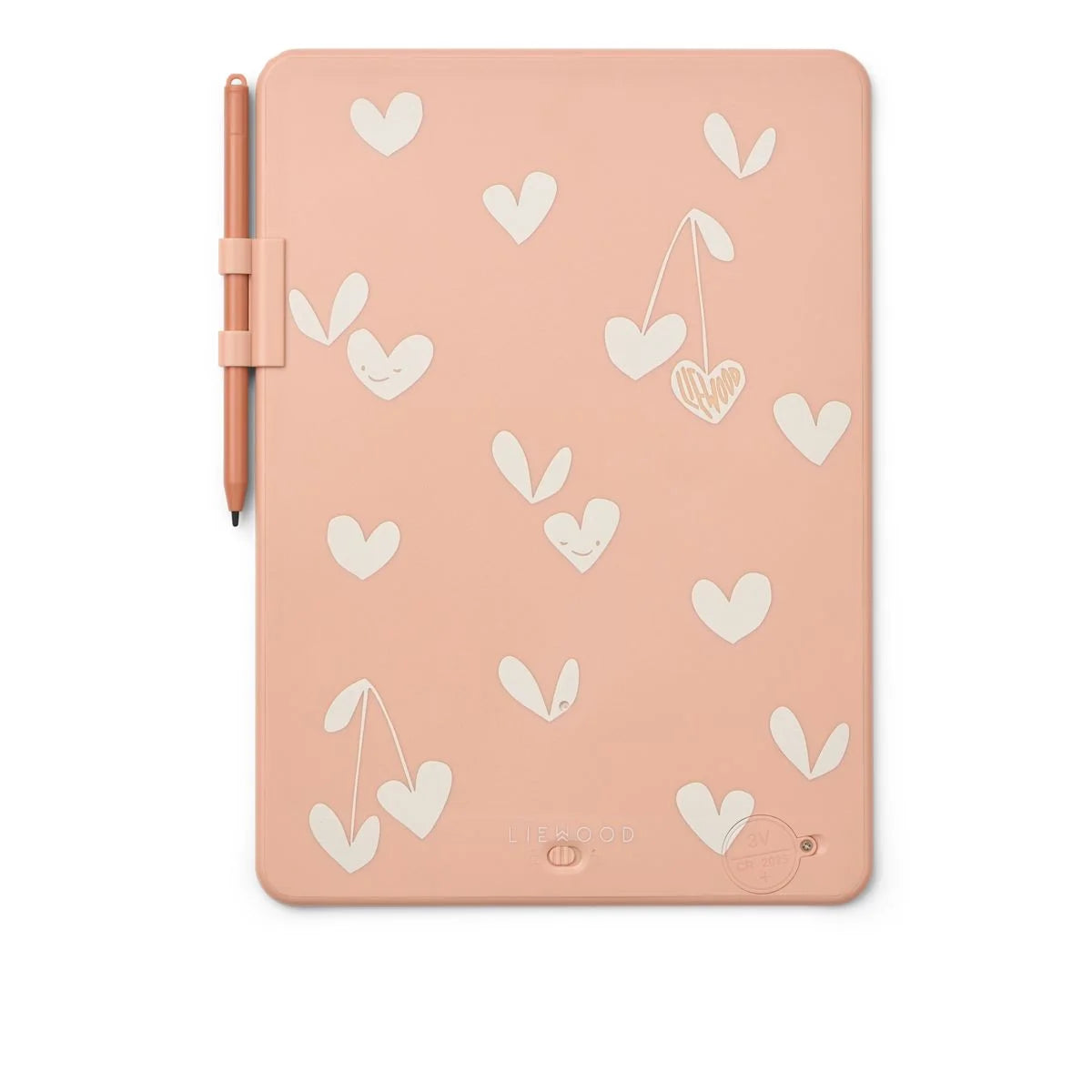 Magisches LCD-Zeichentablet Zora in Blush Pink mit Herzen und Kirschen