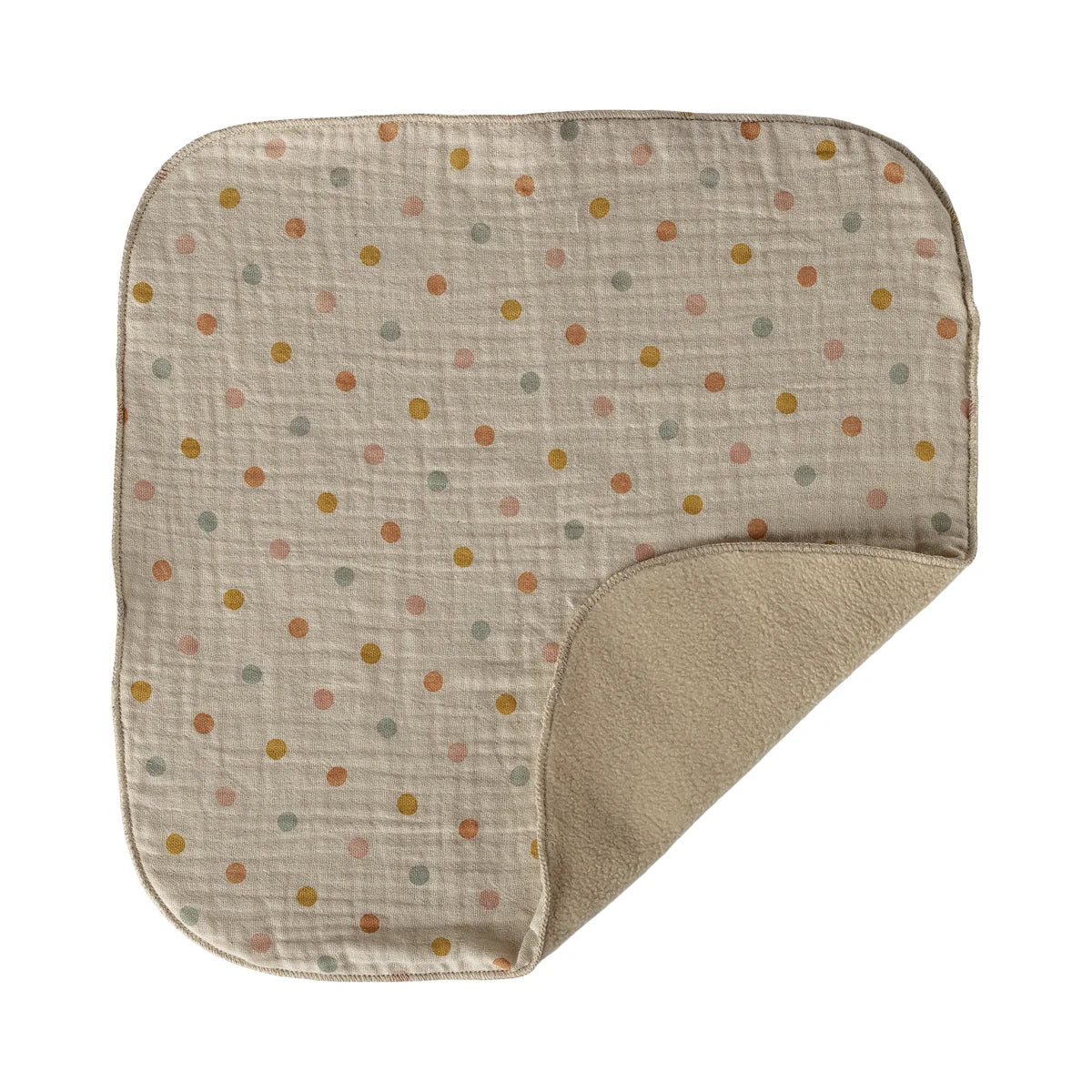 Lullaby friends hase mini cremegelb muslin babydecke mit pastellfarbenen punkten nachhaltige babykleidung schweiz