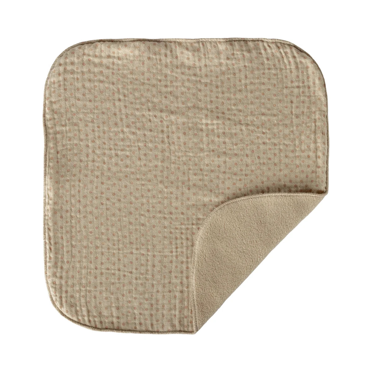 Beige muslin burp cloth with subtle dot pattern from lullaby friends hase mini nature for ökologische baby- & kinderprodukte