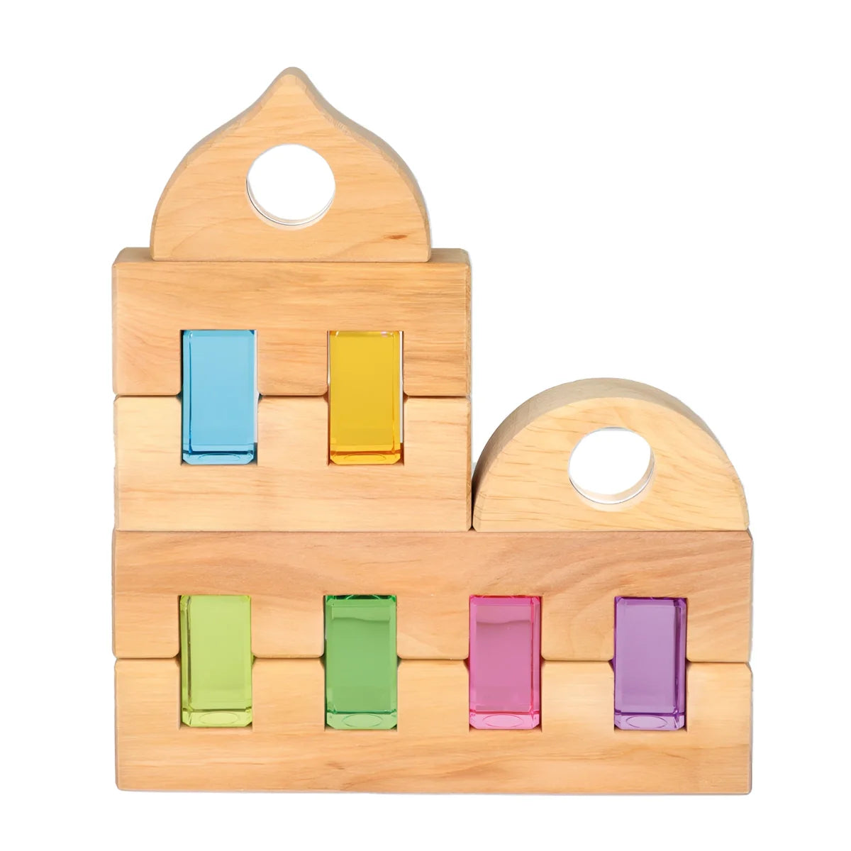 Holzbausteine mit bunten Fenstern von Luminous Blocks Pastel 12 Stück