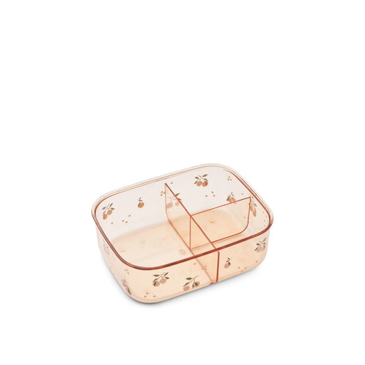 Geteilter, durchsichtiger Behälter mit Kirschmuster im Lunchbox Arthur Tritan Peach Sea Shell