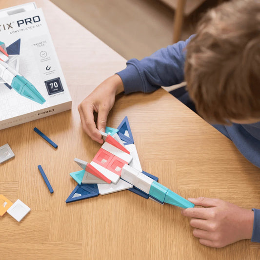 Magnetbausteine PRO Constructor Set 70 Stück mit bunten geometrischen Bauteilen