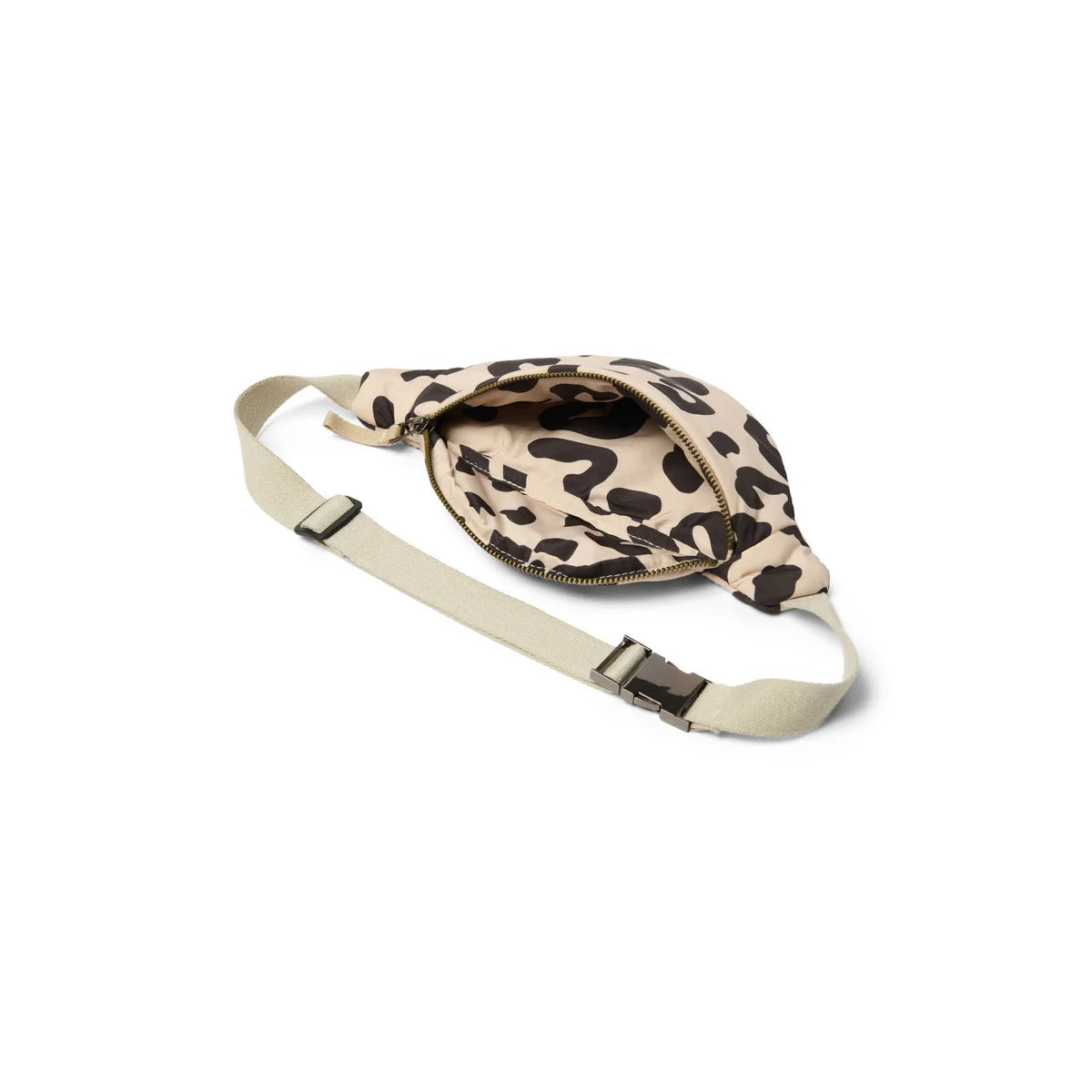 Leopardenmuster Mini Fanny Pack Puffy mit verstellbarem beigem Gurt