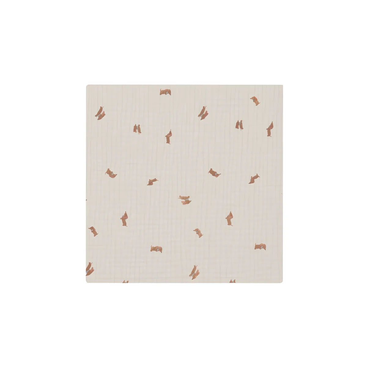 Beige muslin tuch 70x70 cm mit kupferfarbenen hundemotiven für ökologische baby- und kinderprodukte