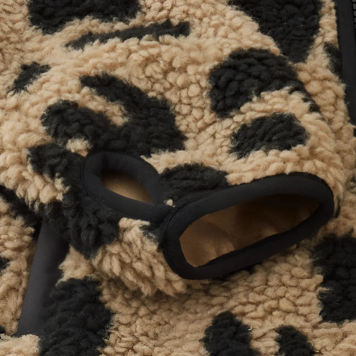 Braune und schwarze Leopard-Print-Fleecejacke Nolan mit Fellfutter