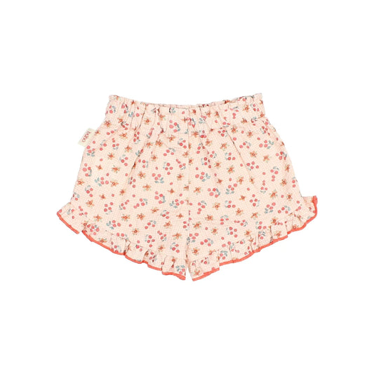 Süße Birnen Kombi Picnic Shorts pink mit Rüschenbund