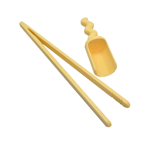 Gelbes silikon küchenutensilien set pinzette mit ergonomischen griffen für ökologische baby- & kinderprodukte