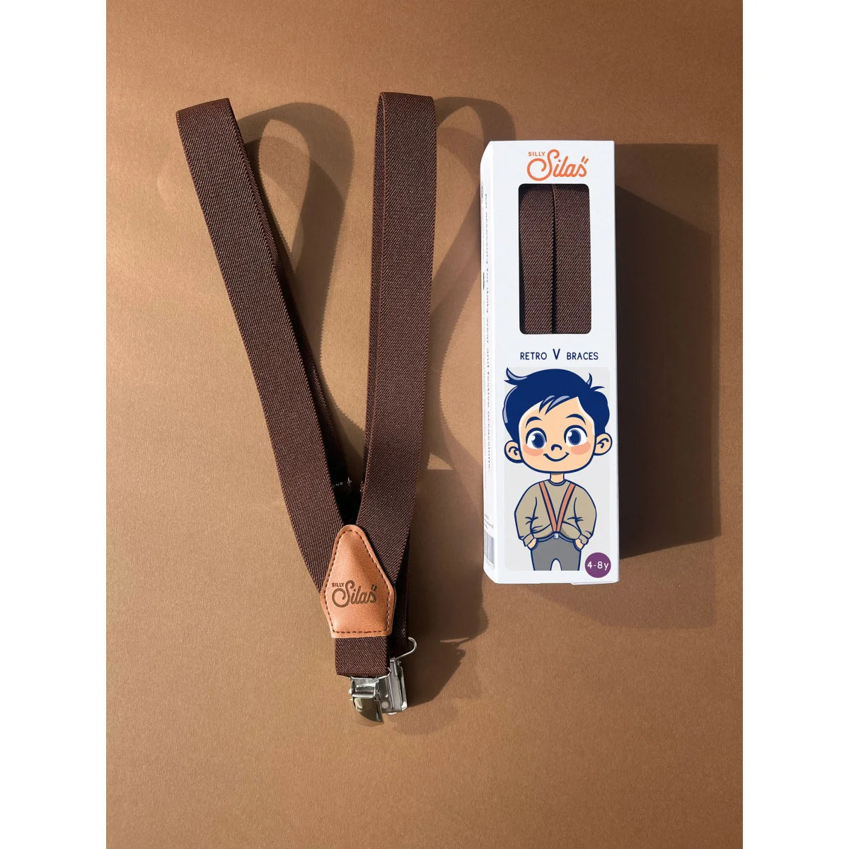 Braune Retro-Träger im Verpackung für Retro V Träger | Schokolade Braun