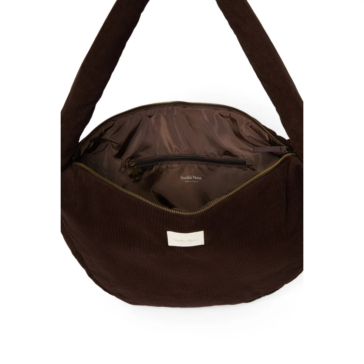 Rib Puffy Cross Body Bag | Dark Brown