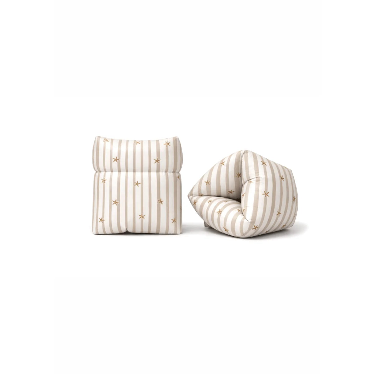 Schwimmflügel Striped Harmony in Creme mit beigen Streifen und goldenen Sternen aus weichem Stoff