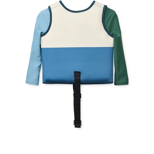Schwimmweste mit Ärmeln Dove Riverside multi mix, cremig-hellblau-dunkelgrün, Neopren