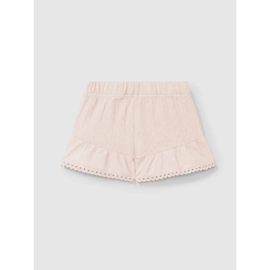 Pink ruffled shorts mit Ajour-Muster und englischer Stickerei in rosa