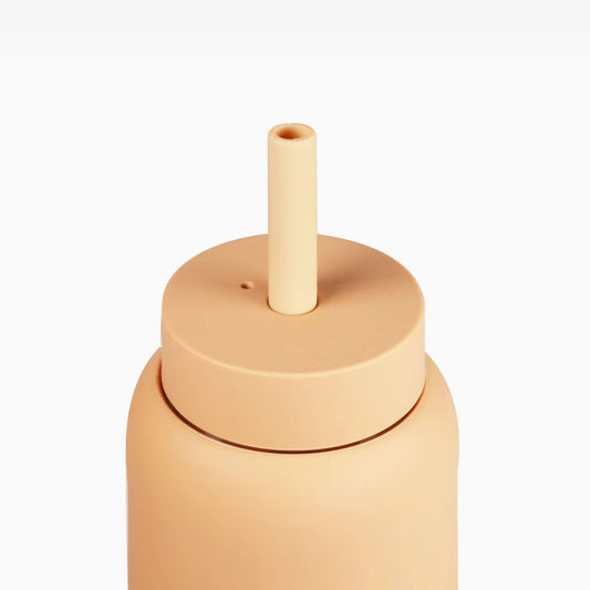 Beige Sippy-Becher mit Strohhalm und Deckel für kinderfreundliche Trinklösung