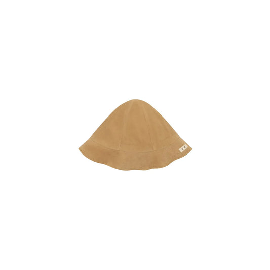 Tan Wildleder Eimerhut Sun Hat Wheat Terry mit ausgestellter Krempe
