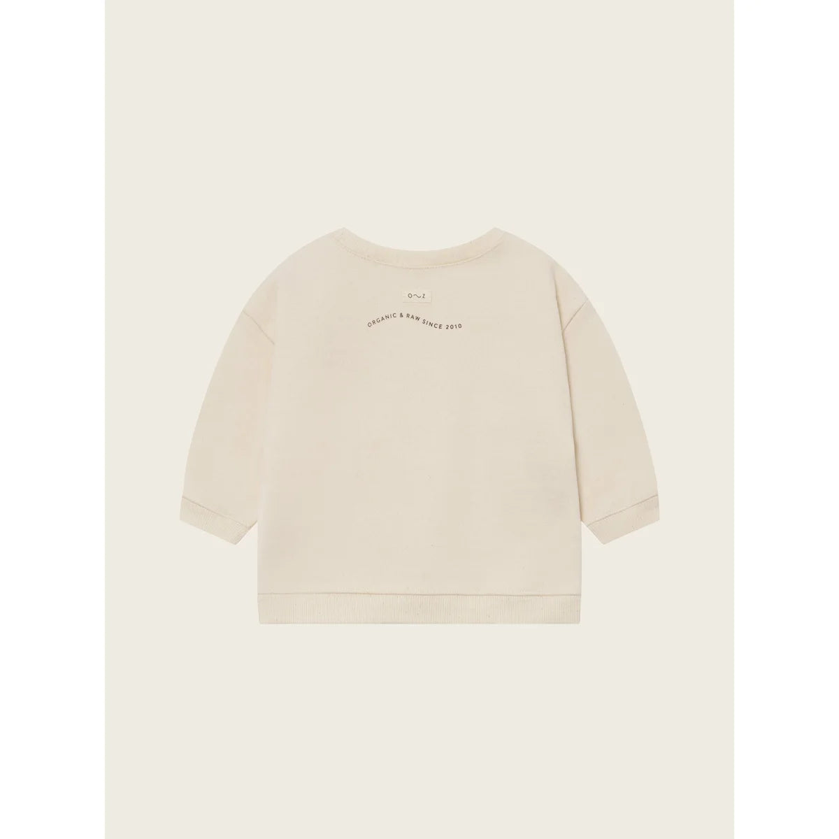 Off-White langärmiger Sweatshirt mit Rippenbund und -bünchen, Modell Milk Undyed