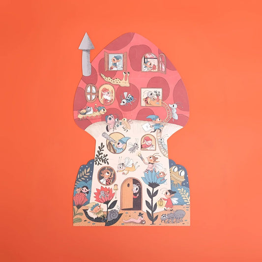 Verspieltes Pilzhaus mit Dekorrahmen und Charakteren im Sweet Dreams Puzzle