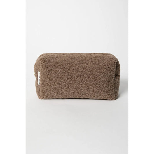 Braune, flauschige rechteckige Kosmetiktasche Teddy Chunky Necessaire | Braun
