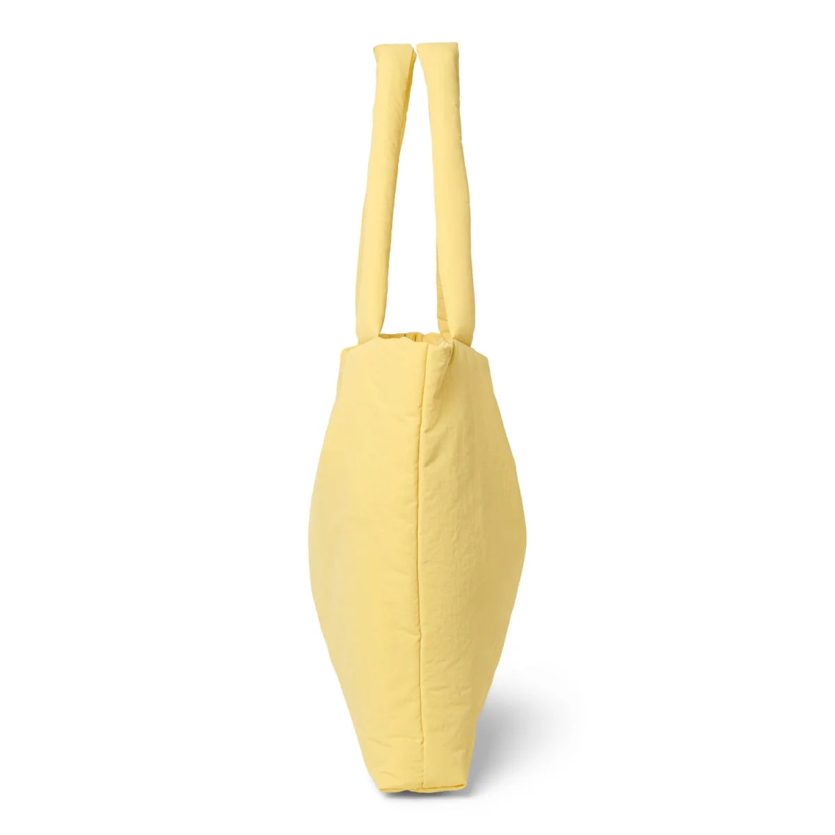 Weiches buttergelbes gesteppte mom bag mit gepolsterten griffen aus puffy material