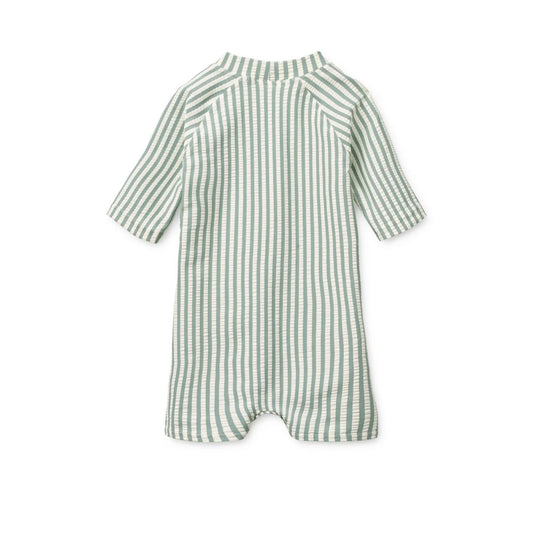 Thor Seersucker Baby Bade-Einteiler Peppermint Sandy mint-grün weiß gestreift