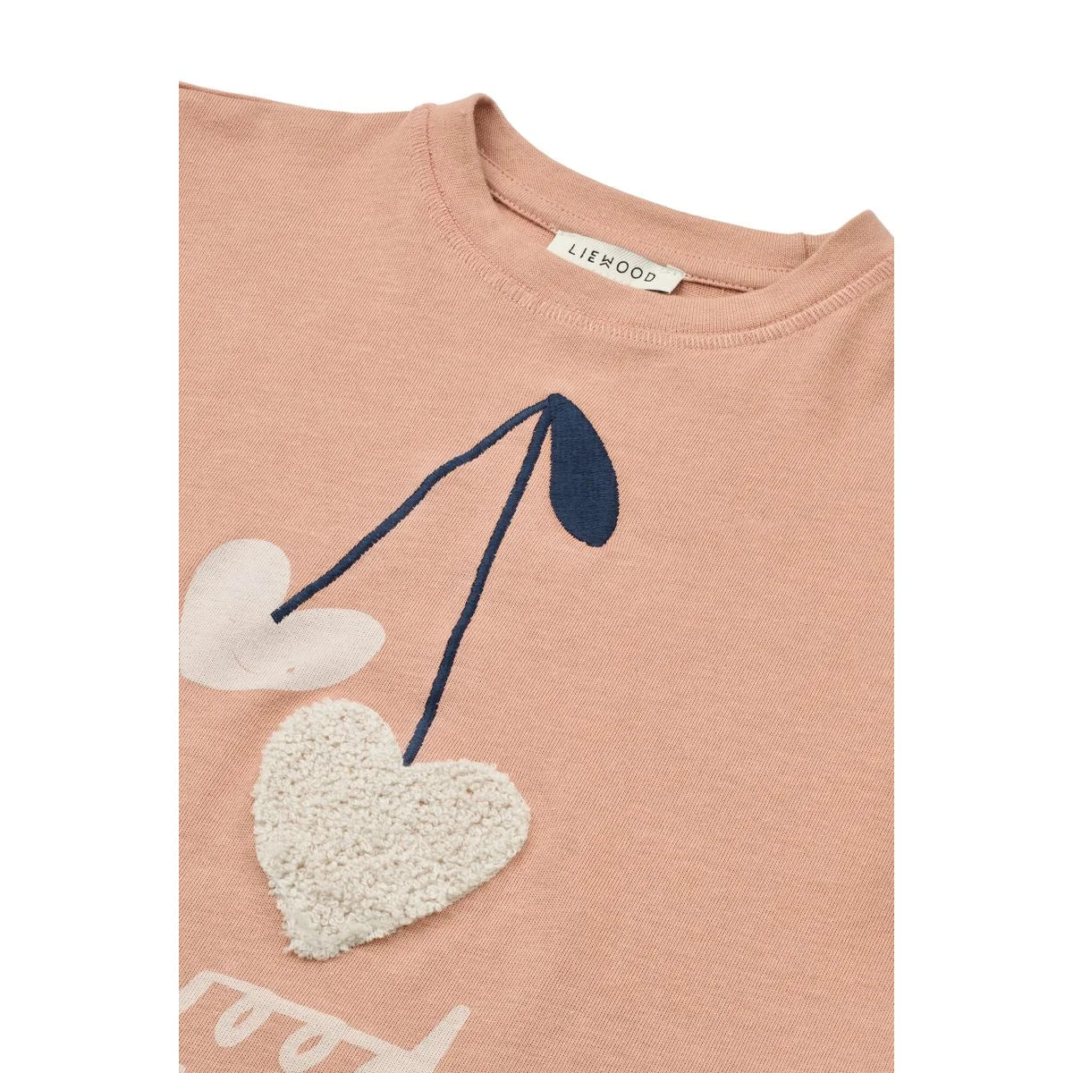 Süßes rosa T-Shirt mit Kirsch-Design für Babys, liehood, nachhaltige Babykleidung Schweiz