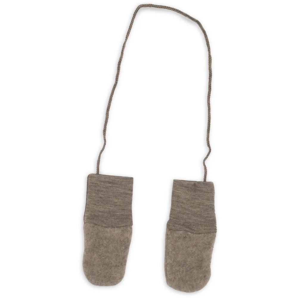 Engel Wollfleece Baby Handschuhe in Walnuss Melange