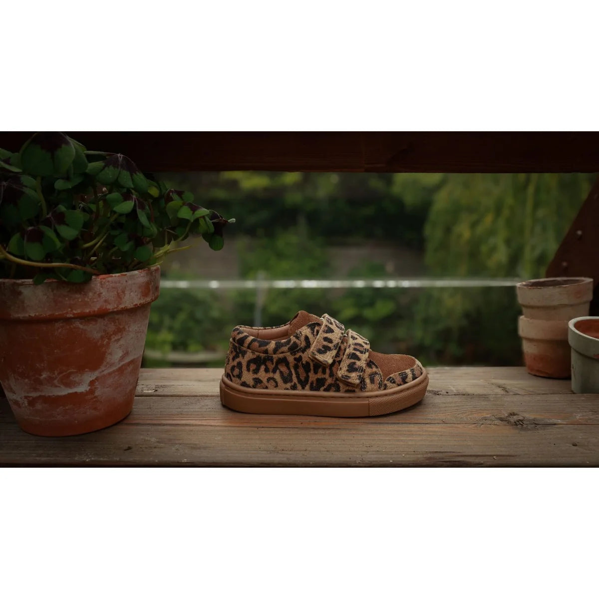 Niedriger Sneaker Color Block Leopard aus pflanzlich gegerbtem Wildleder