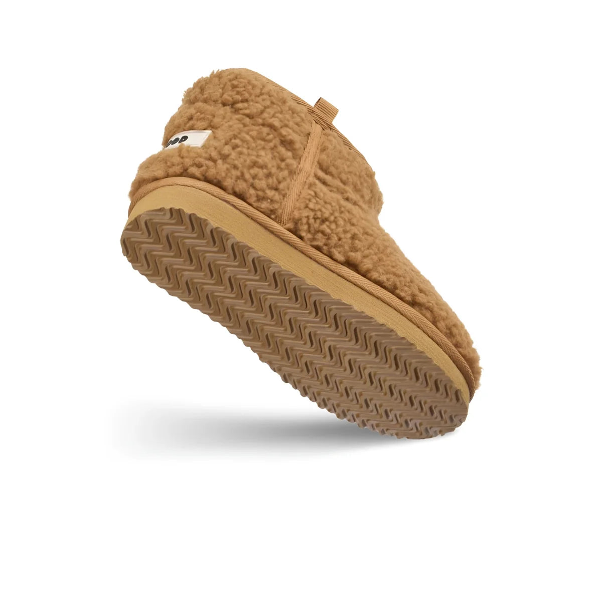 Golden caramel Alban Pile Schuhe mit plüschigen Tan Teddy Bear Slippern und Gummisohle