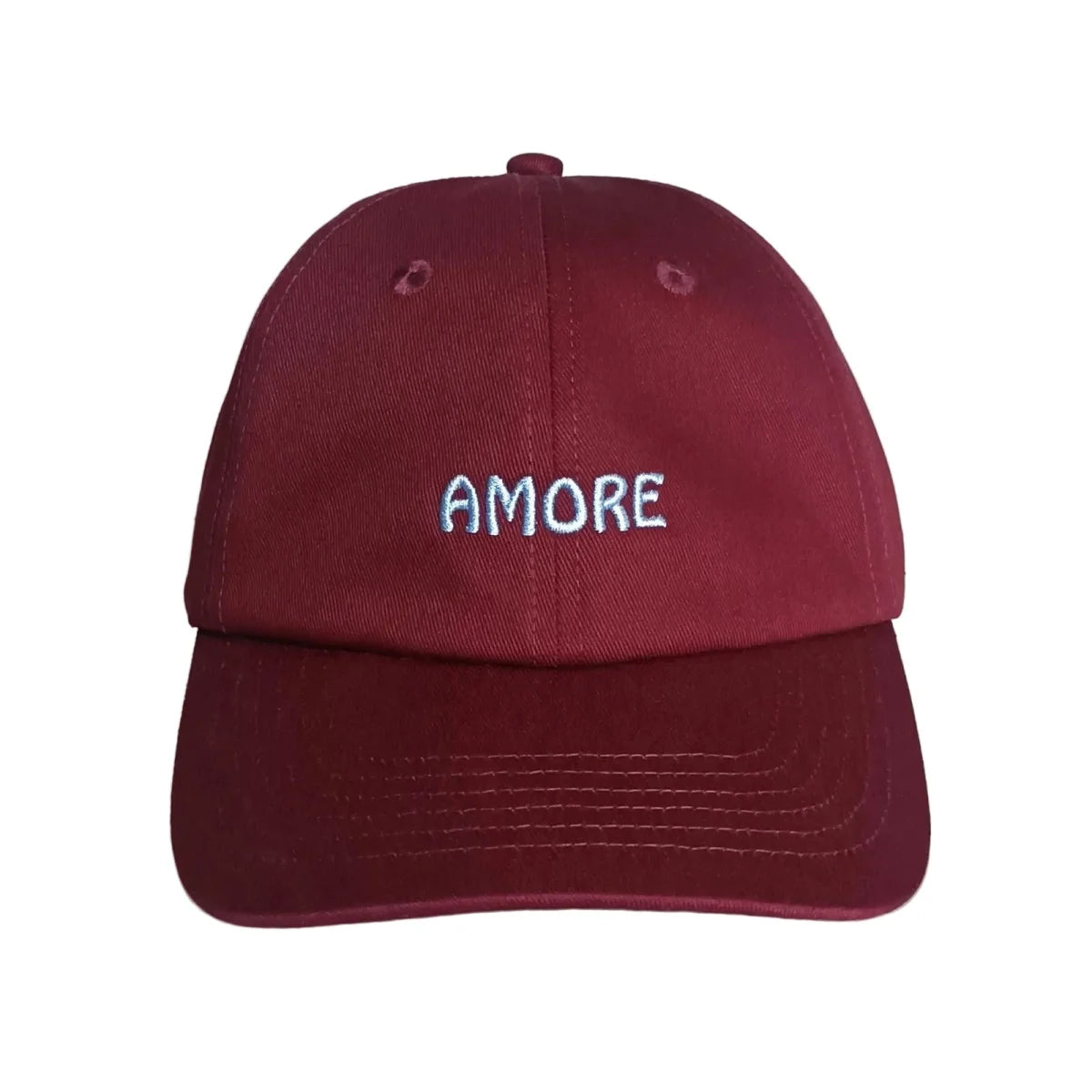 AMORE Cap Dunkelrot mit weisser Stickerei