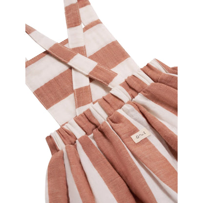 Gestreifter Baumwoll-Romper mit elastischem Bund, Teil des Apron Skirt Sienna Stripes