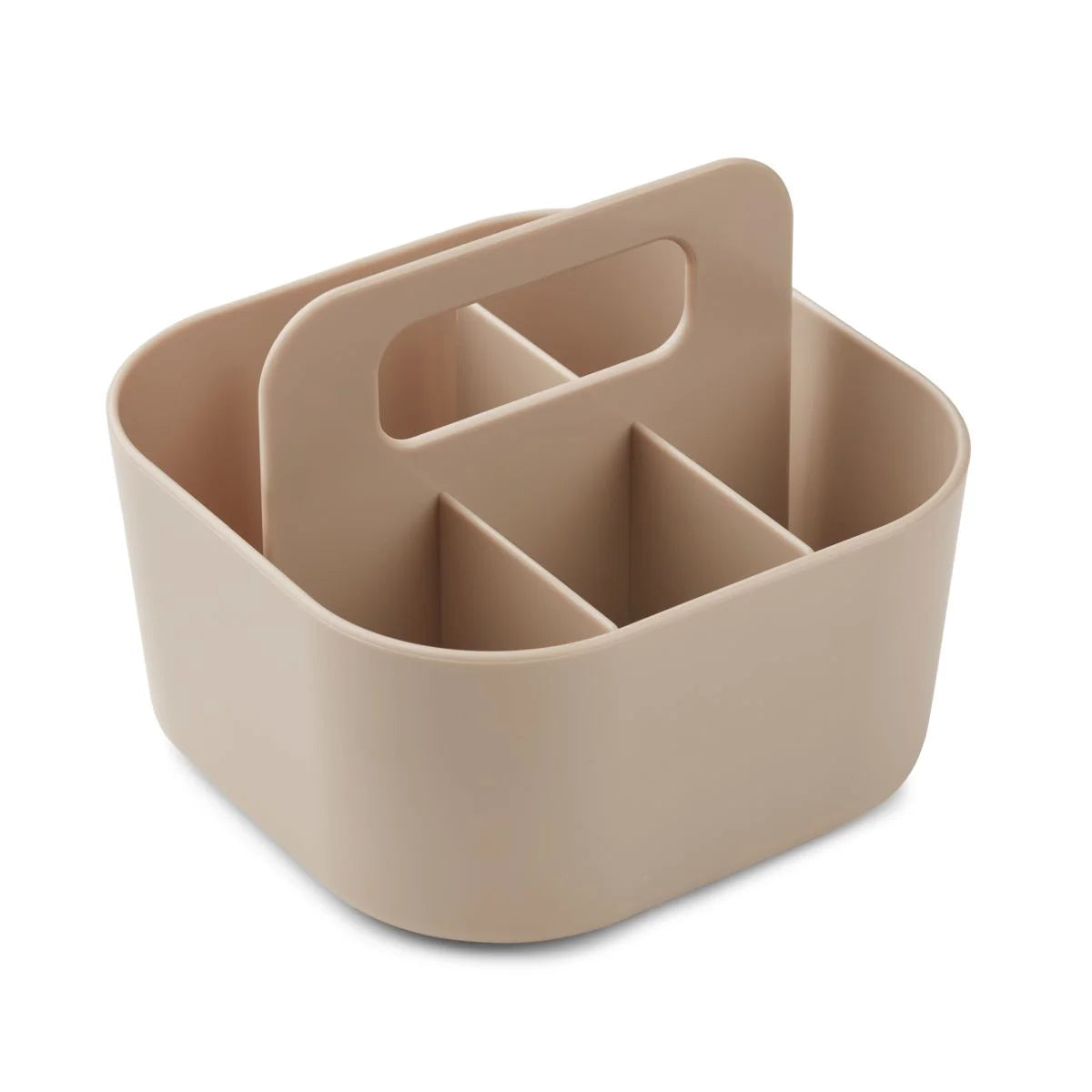 Beige Kunststofforganizer mit gebogenen Kanten und Innenfächern, Aufbewahrungsbox May