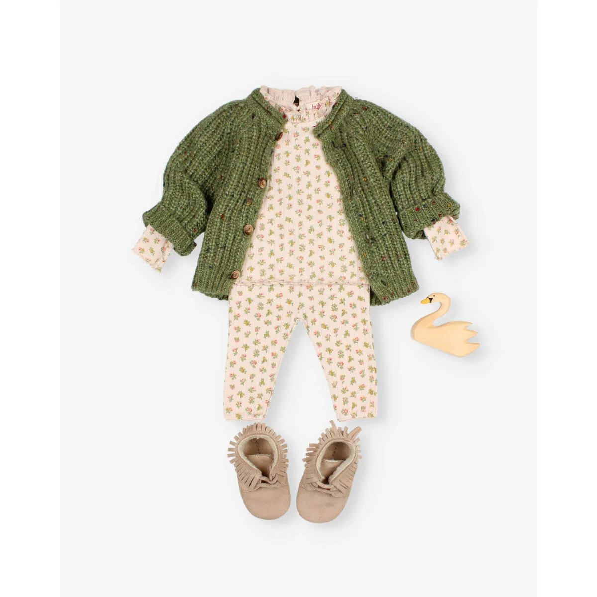 Búho Baby Botonato Cardigan Green Tea