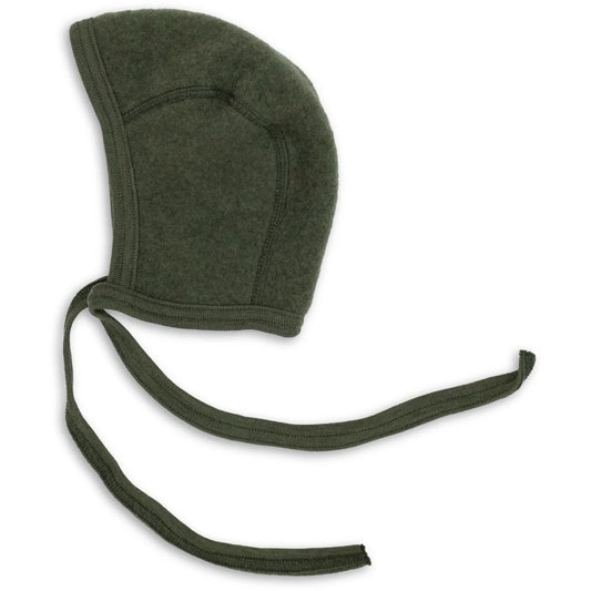 Engel Baby-Häubchen Wollfleece in Schilf Melange
