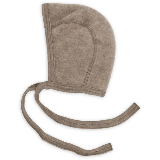 Engel Baby-Häubchen Wollfleece in Walnuss Melange