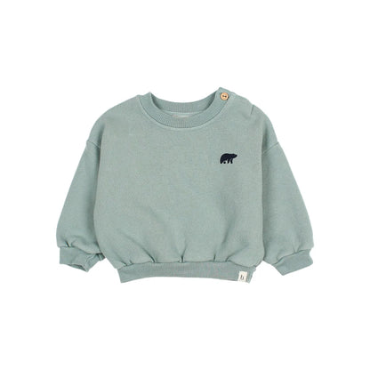 Hellgrünes Baby-Hibernations-Sweatshirt mit Bärenmuster, hautfreundlich und bequem
