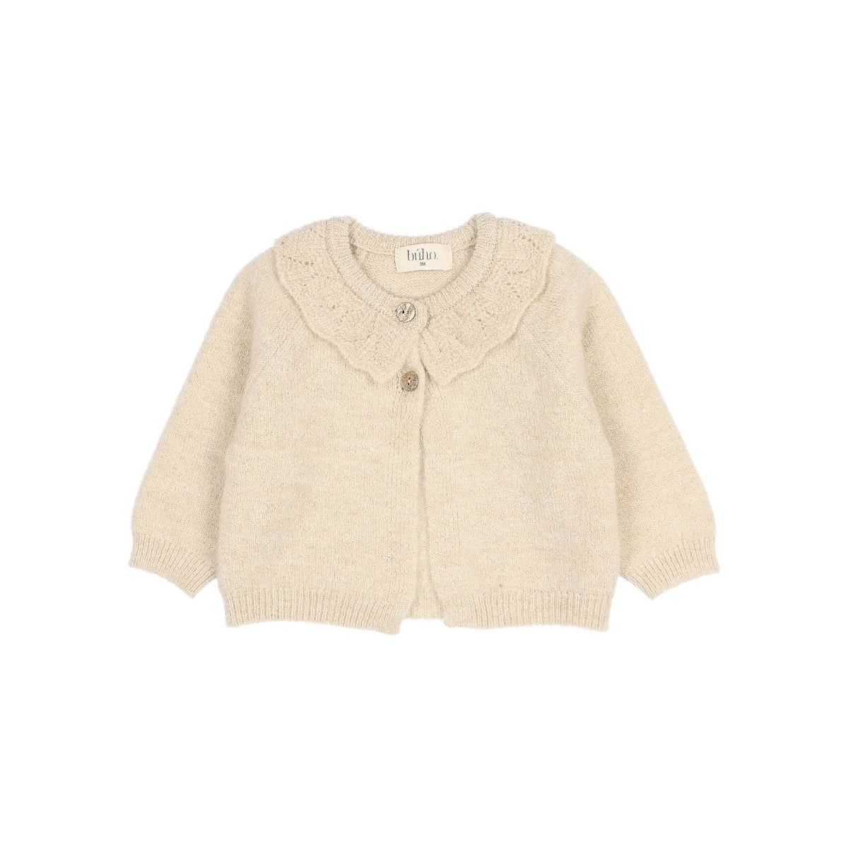 Búho Baby Lurex Cardigan in Natural
